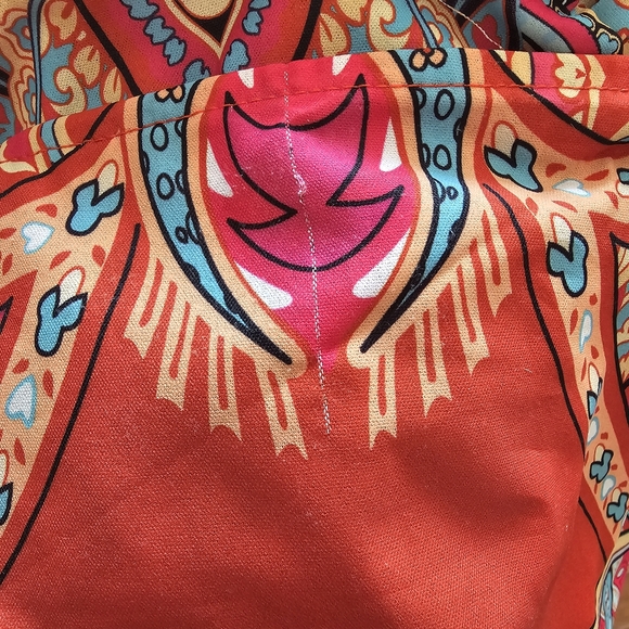 Vibrant Boho Print Mini Dress Deep Vneck 3/4 Sleeve Size Small - Picture 10 of 10